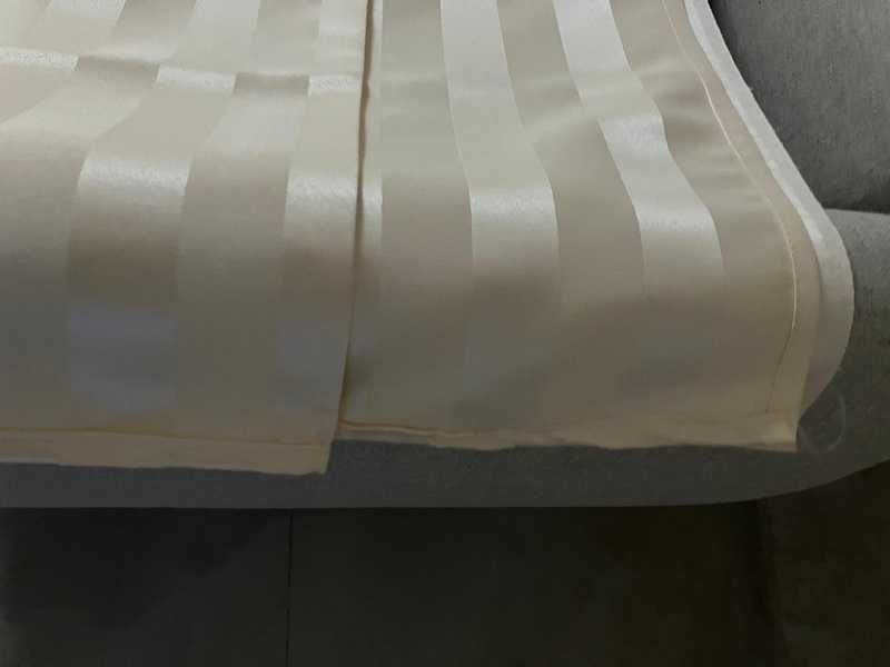 Zasłony, tkanina/materiał, kremowe pasy 160x200 cm – 2 sztuki