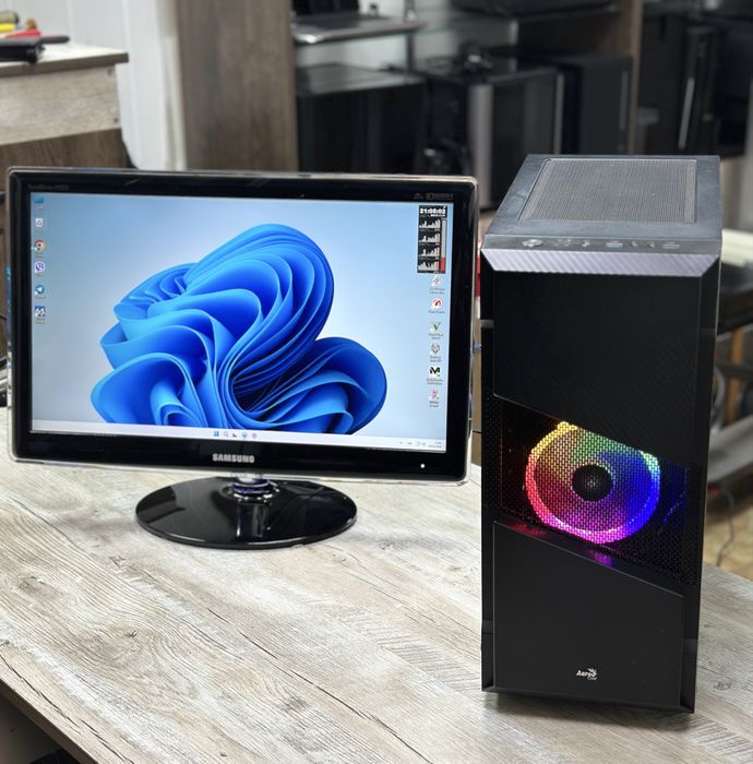 ПК+ монітор/ CPU i5-7400, 4C/RAM 16Gb/GPU 8Gb/SSD 500Gb/HDD 500Gb/PSU 600W