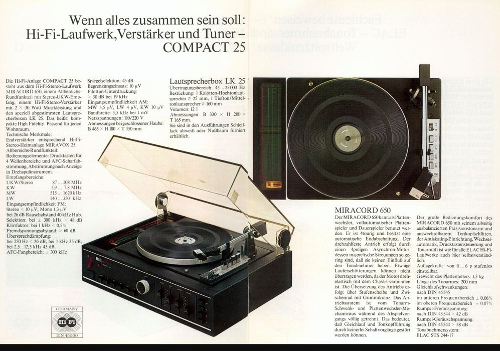 Kombajn gramofon elac compact 25