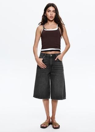 Джинсові джорти, шорти  бермуди Pull&Bear чорного кольору