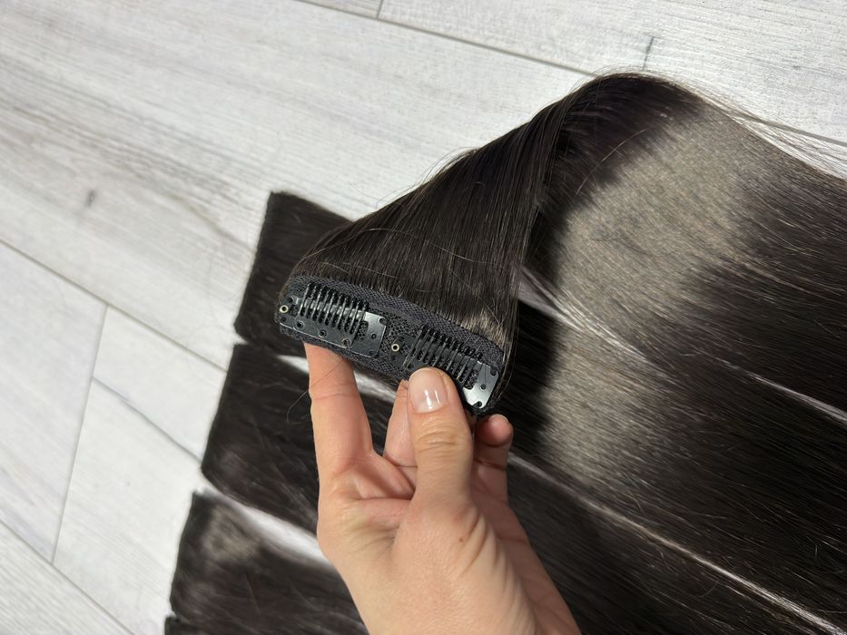 Треси волосся на заколках темно коричневе тресы волосы накладные