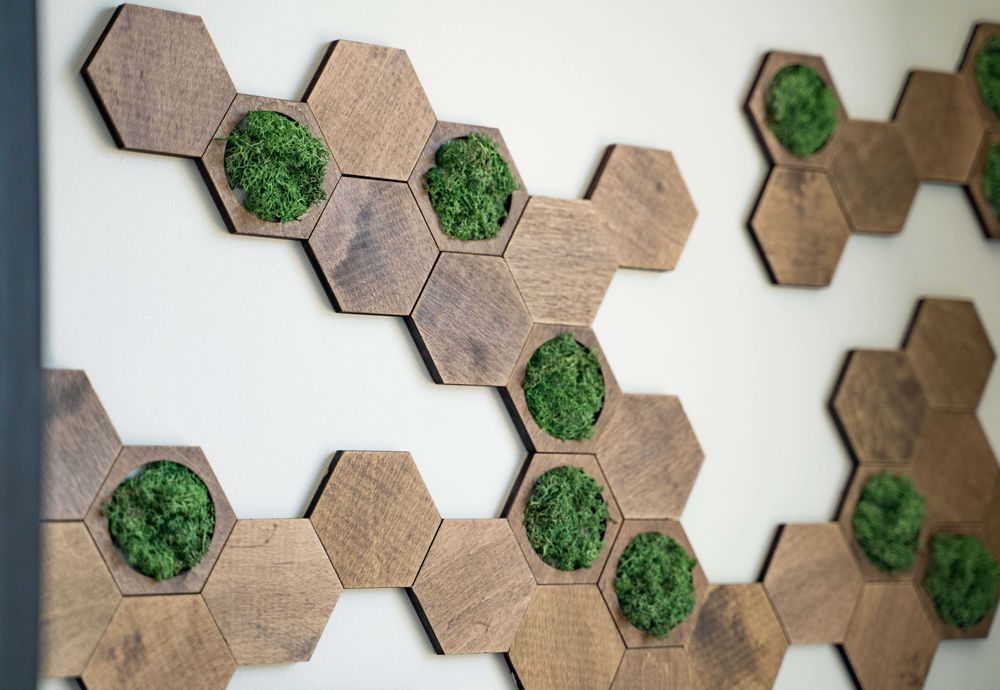 Плитка з мохом на стіну. Деревянная Плитка со скандинавским мхом