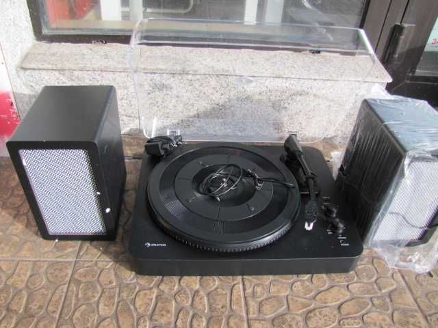 Gramofon retro Auna TT-Play SE czarny dwa głośniki Bluetooth osłona