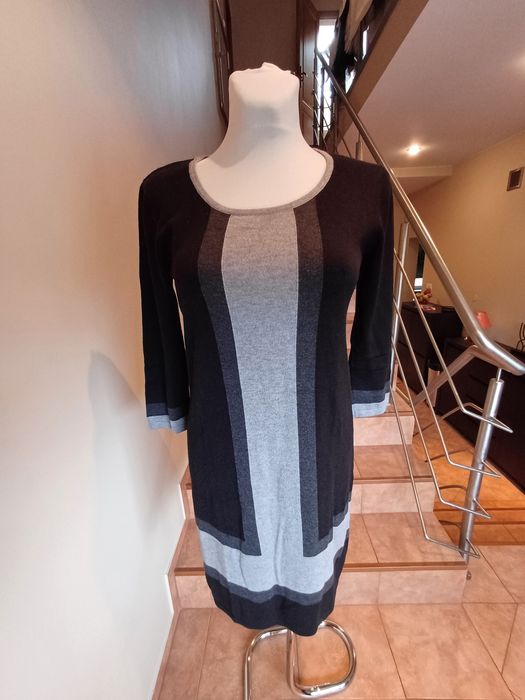 sukienka/ tunika z dzianiny, mini, długi rękaw, rozm. M, stan bdb