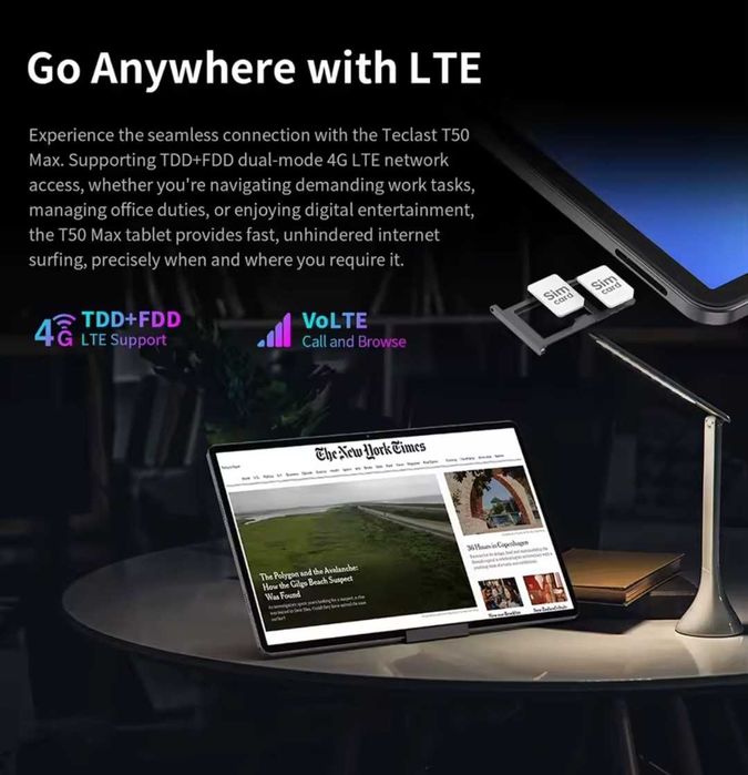 Планшет Teclast T50 MAX 20/256GB 11" потужний G99, 2SIM LTE + чохол