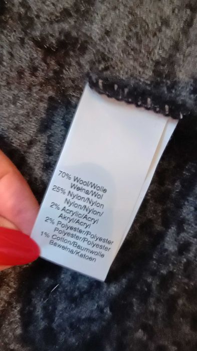 Wełniany włoski kardigan dzianinowy płaszczyk S M bez zapięcia ciepły