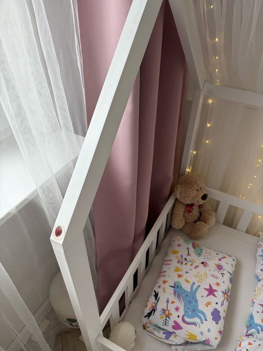 REZERWACJA Łóżko domek 80x160 białe z materacem