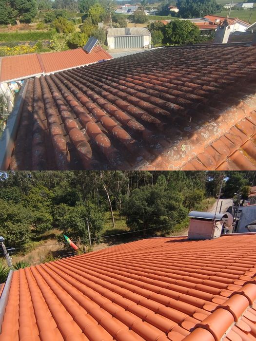 Lavagem de exteriores telhados, fachadas, pavimentos e muros