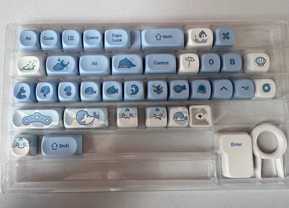 Кейкапи XVX MOA Profile Blue Keycaps Cute Dolphin, 145 клавіш