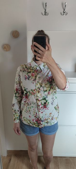 Koszula biała we wzory L/XL Orvis 100% bawełna