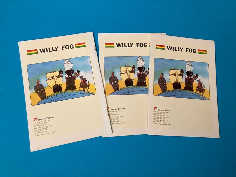 Lote de 3 Cadernos Escolares do Willy Fog Anos 80 Novos