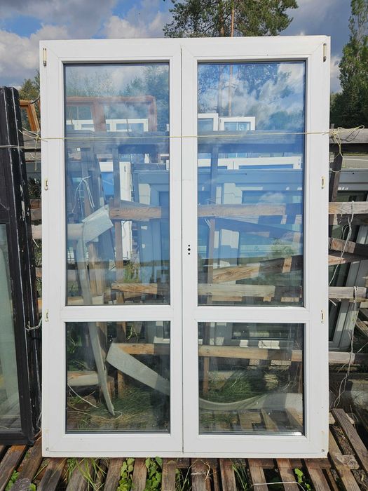OKNO/DRZWI Balkonowe Dwuskrzydłowe Plastikowe PCV 152x221cm Białe