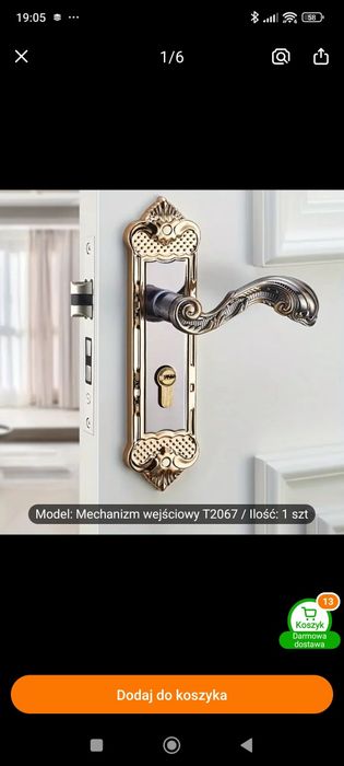 Elegancki zamek mechaniczny drzwiowy w stylu retro