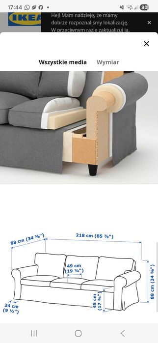 sofa IKEA Ektorp  3 osobowa z funkcją spania