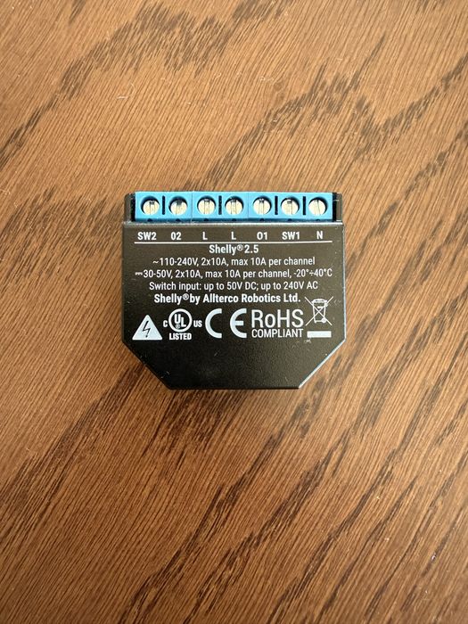 Shelly 2.5 Interruptor Inteligente Wi-Fi (2 Canais)