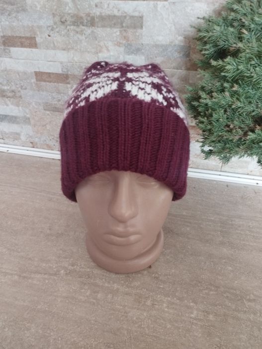 Ski шапка унисекс, орнамент стиль скандинавский узор fair isle фэр-айл