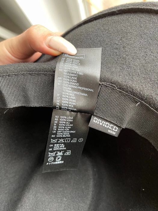Czarny wełniany kapelusz h&m wełna