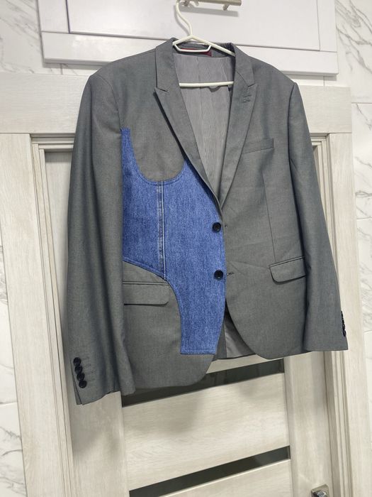 Пиджак с джинсовым корсетом Хенд-Мейд L