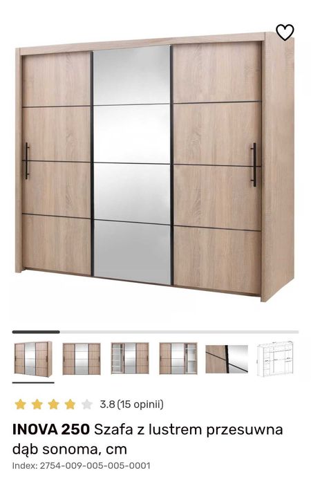 Szafa INOVA 250 z lustrem przesuwna