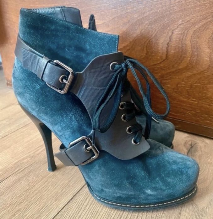 Skórzane  botki na wysokim obcasie Ballin r. 39,5