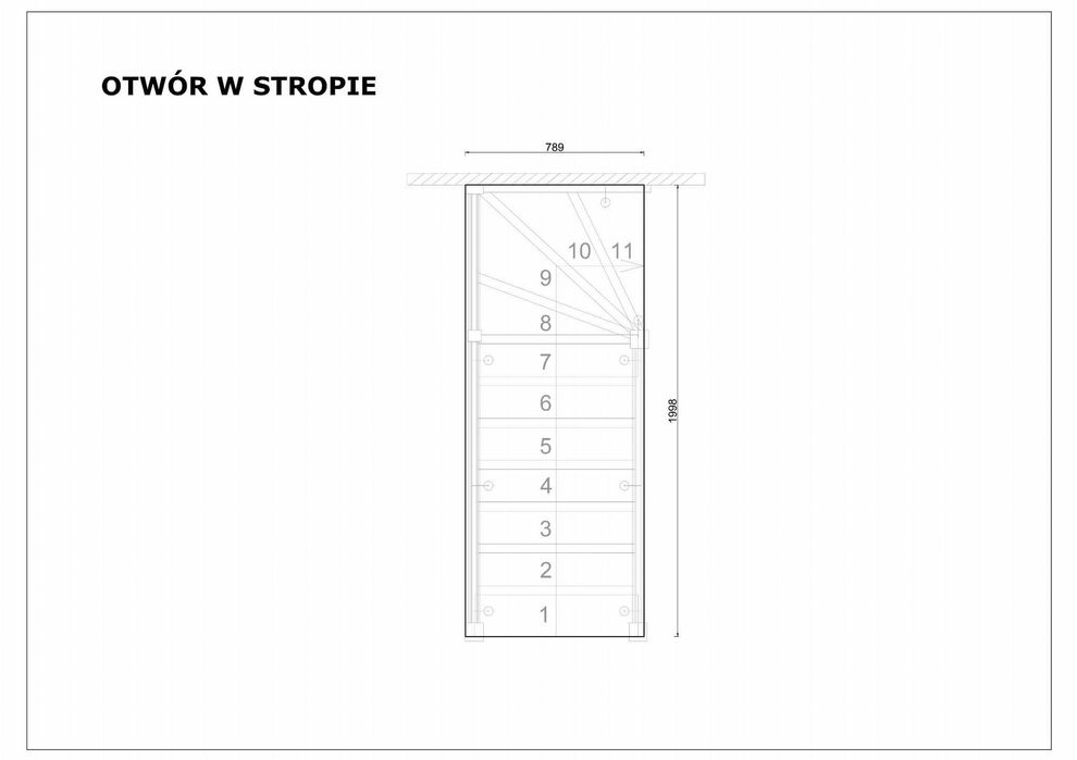 Komplet schodów samonośnych kształt "L"  z barierkami