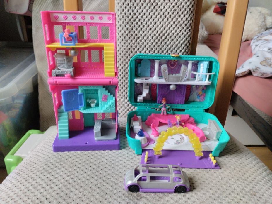 Zestaw Polly Pocket walizka domek samochód malutkie laleczki Mattel