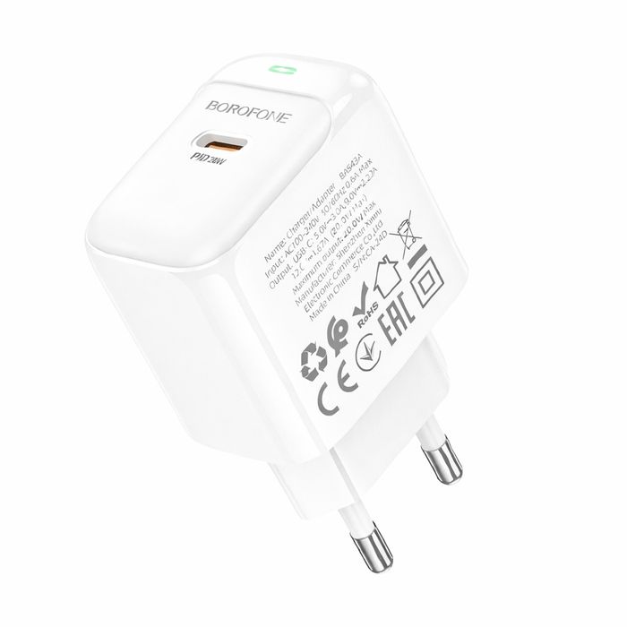 Швидка зарядка Borofone BAS43A 20W USB-C PD для iPhone та Android мережевий адаптер