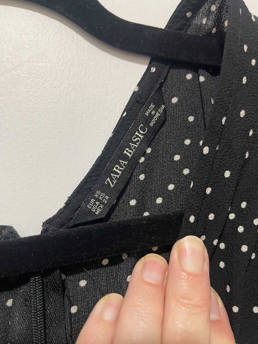 Vestido Midi Zara Basic Polka Dot – Efeito Franzido
