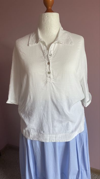 Bluzka teshirt polówka MIHOS letni materiał biała 40/42/44