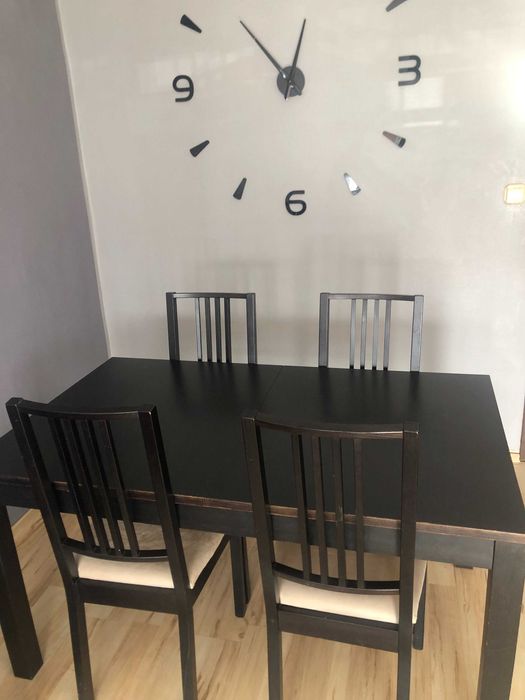 Stół Drewniany Czarny + Krzesła