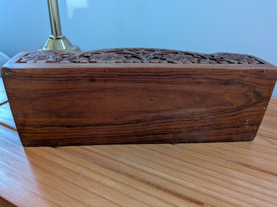 drewniany organizer na biurko indyjski kolonialny drewno egzotyczne