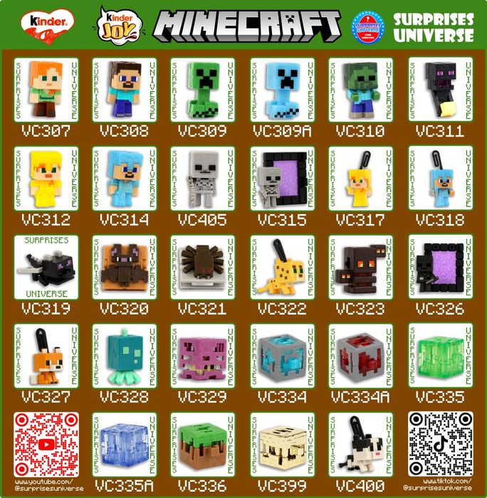 Повна колекція з 28 фігурок Кіндер Джой Майнкрафт Kinder Joy Minecraft