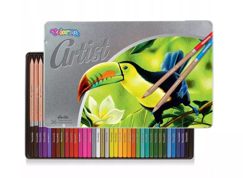 Kredki ołówkowe Colorino Artist, okrągłe, metalowe pudełko (36 sztuk). Patio. Nowy Produkt