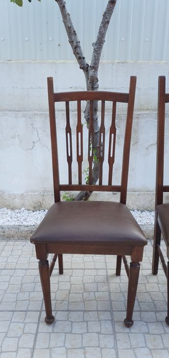 Conjunto ​4 Cadeiras de Sala de Jantar em Madeira Maciça / Vintage Retro