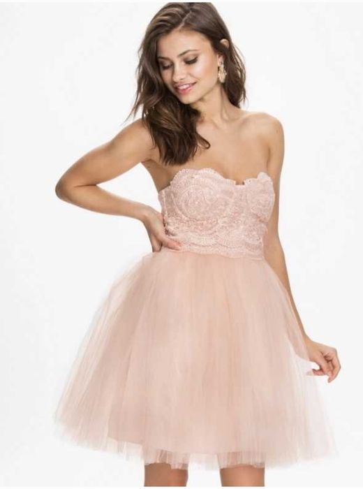 Asos little mistress pudrowa sukienka xs pop