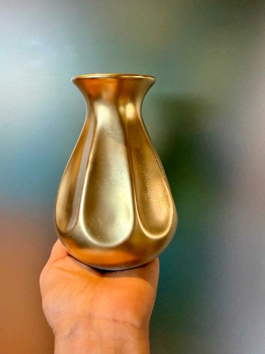 Złoty flakon na kwiaty, wazon glamour, wys. 15 cm, nowy