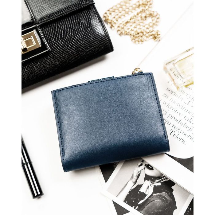 PETERSON portfel damski eko skórzany elegancki matowy P238 granatowy