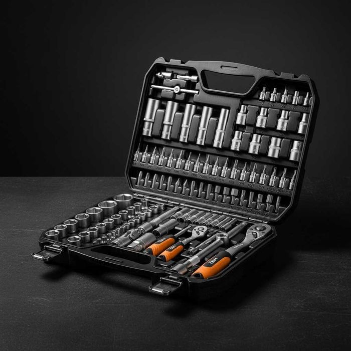 Narzędzia Klucze Nasadowe Zestaw Bardzo Jakościowy 110 El Walizka Nowe