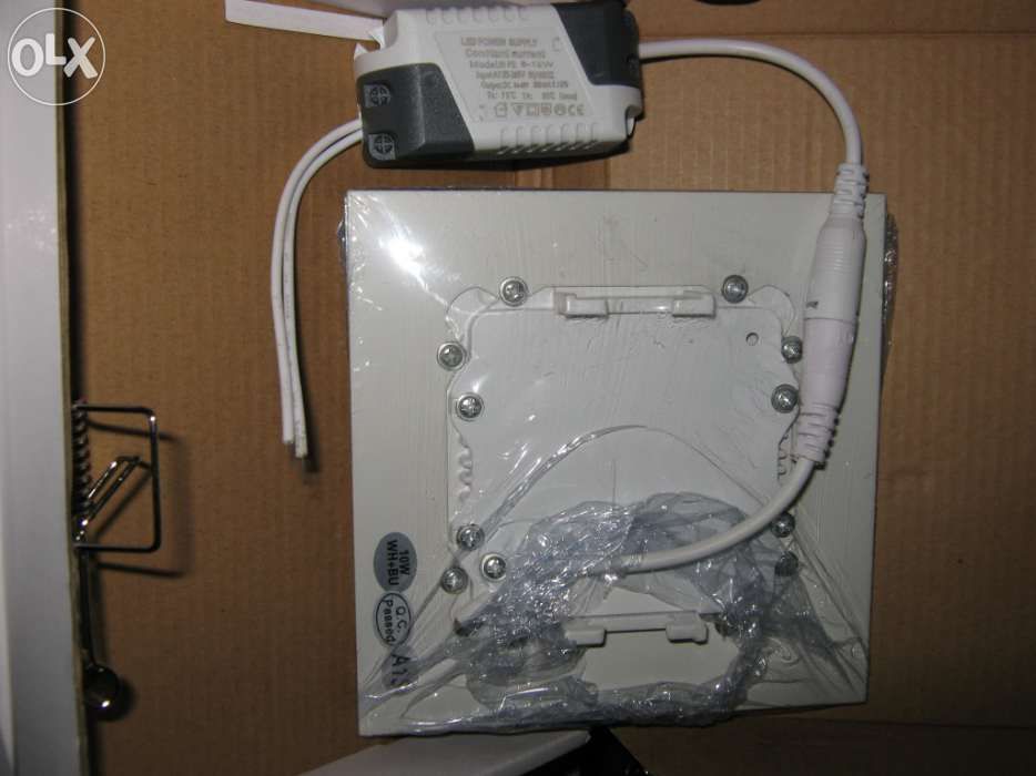 Spot projecção LED para tecto falso 10W quadrado com moldura luz azul