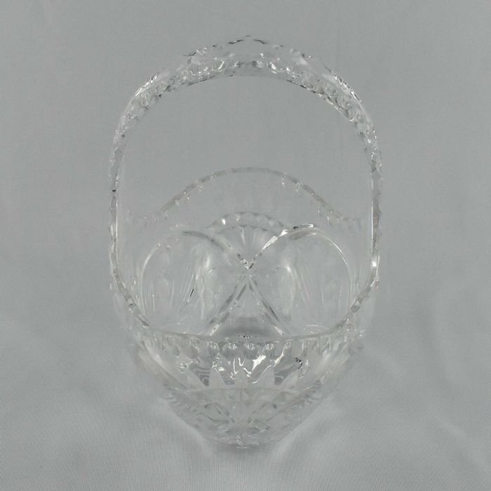 Cesta em cristal incolor, lapidado