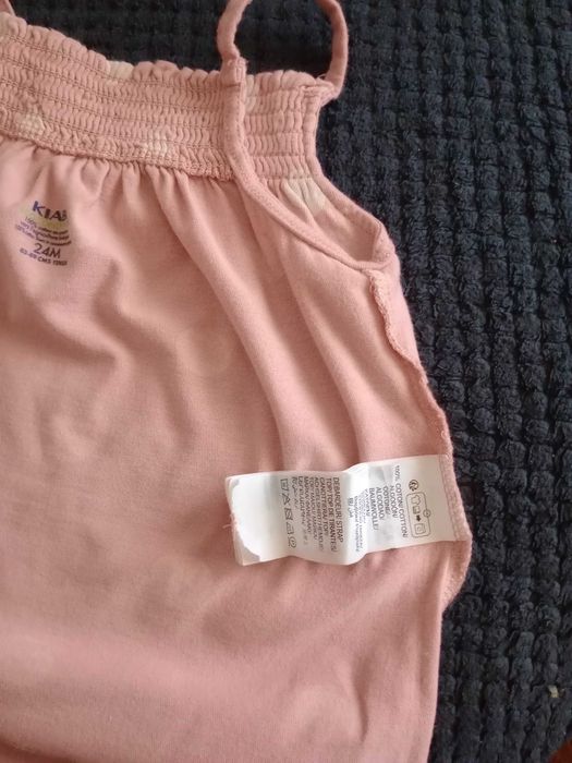 Camisola Alças , Salmão c/ bolas brancas - Marca: Kiabi - 2 anos
