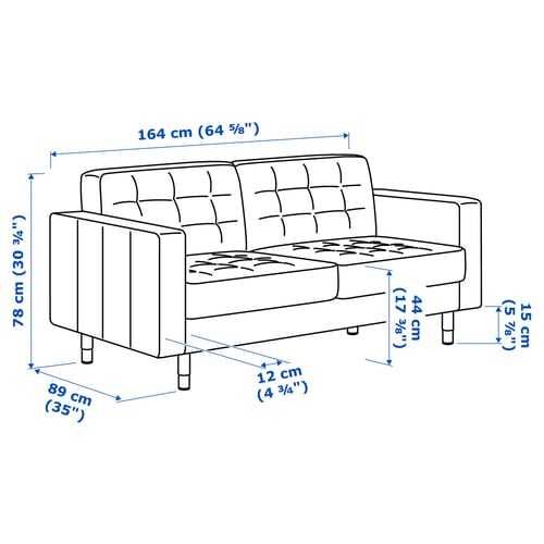 Sofá IKEA LANDSKRONA 2 Lugares (Pele Preta / Pés em Madeira) – Excelente Estado