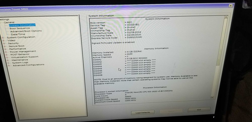 Dell Precision T5810 /E5-1620 V3  1/DDR-4-4Gb/nvs510/