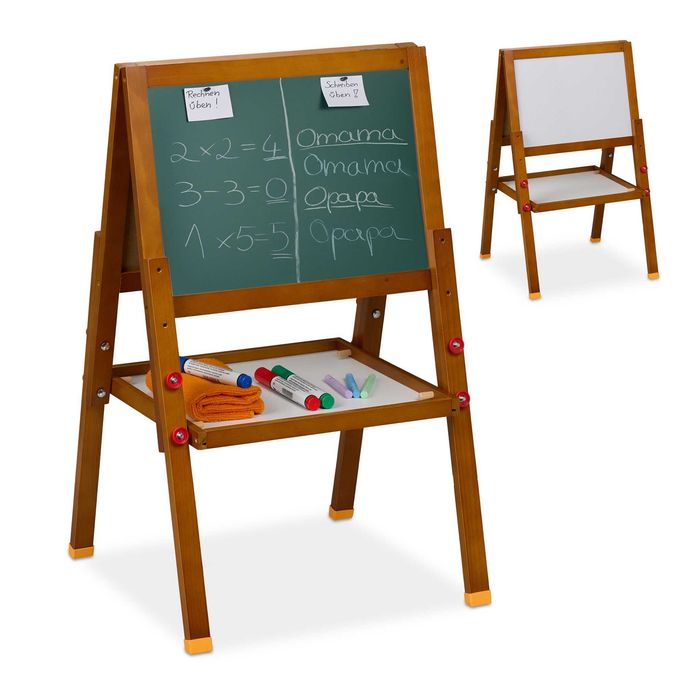 Relaxdays Tablica Dla Dzieci Stojąca Magnetyczna Dwustronna Regulowana 3w1