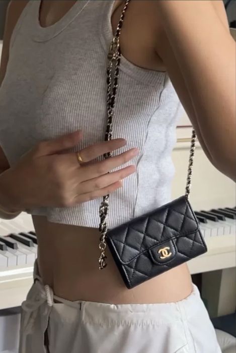 Мікро-сумочка гаманець на ланцюжку Chanel шанель на пояс шкіра міні