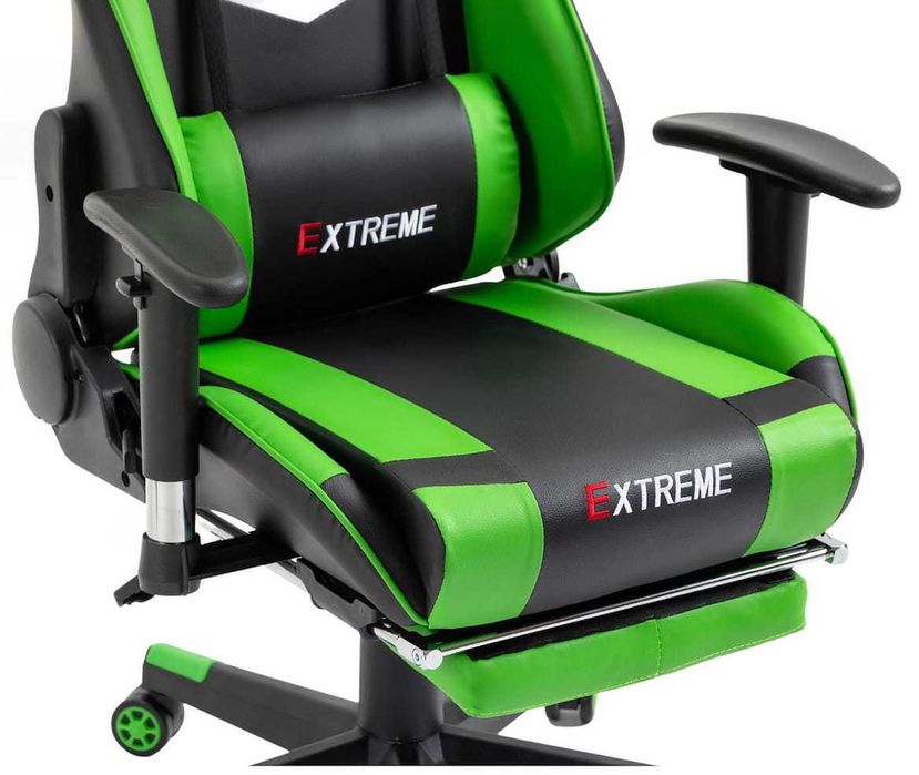 Fotel EXTREME HERO Green Gamingowy dla Graczy z podnóżkiem