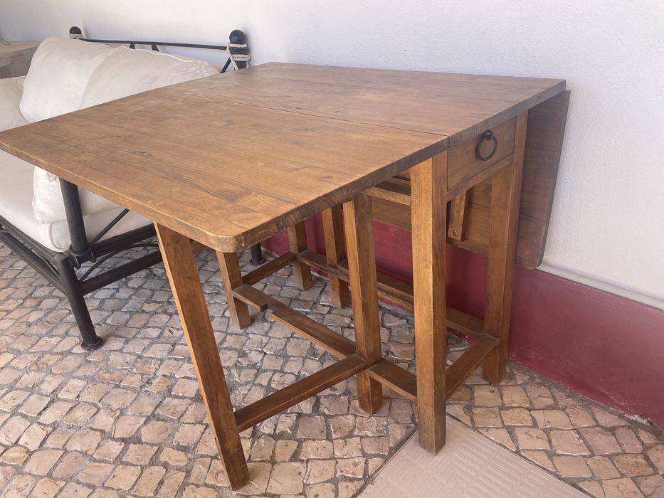 Mesa de abas madeira maciça otima