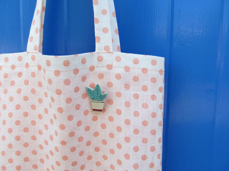 Шоппер в горошок з натурального льону