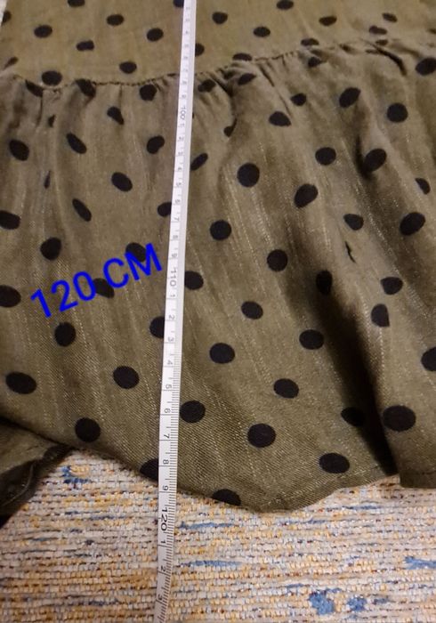 Zara sukienka khaki w groszki, boho. Wiskoza