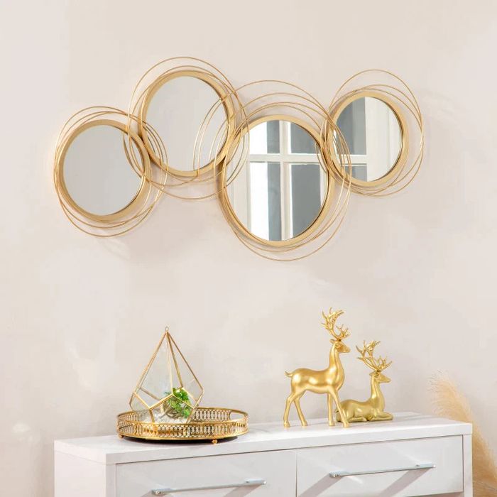 Conjunto de 4 Espelhos de Parede Belle com efeito 3D Dourado